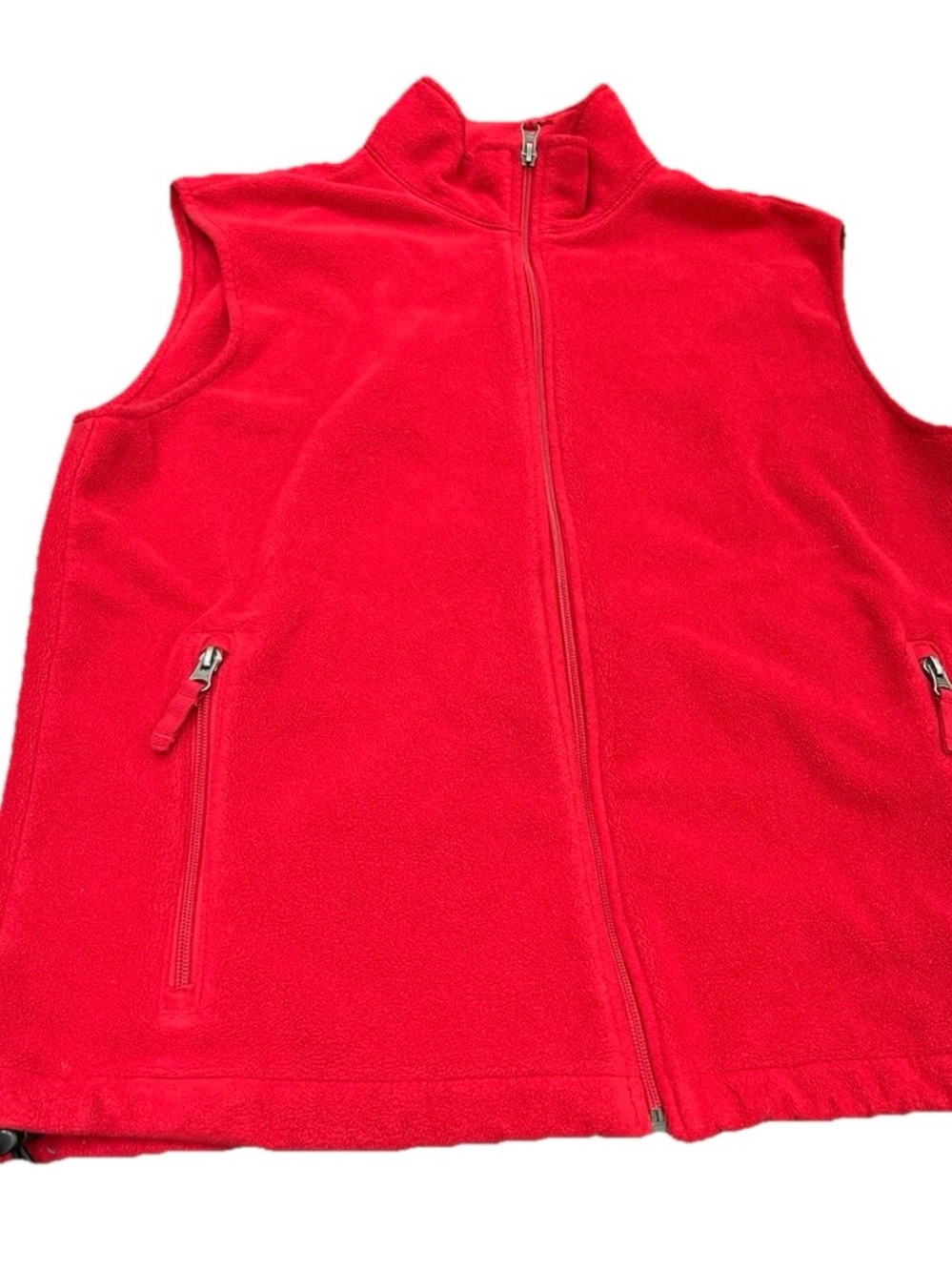 Vintage Lands End Women's Fleece Zip-Up Red Vest Size M